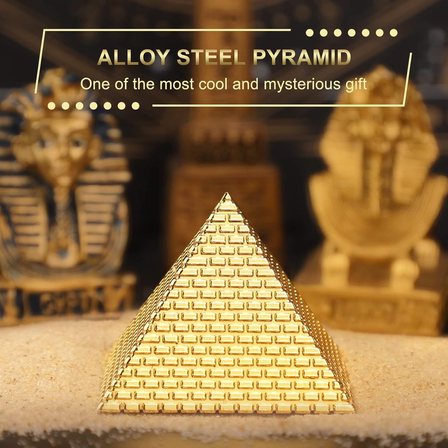 Egyptian Fidget Spinner Toy for Kids Adults, Metal Pyramid Fingertip Hand Finger Spinner, Heavy Duty Cool Desk Decoration Toy for Home Office, Sicence Kit Gadget, Perpetual Motion Spinning