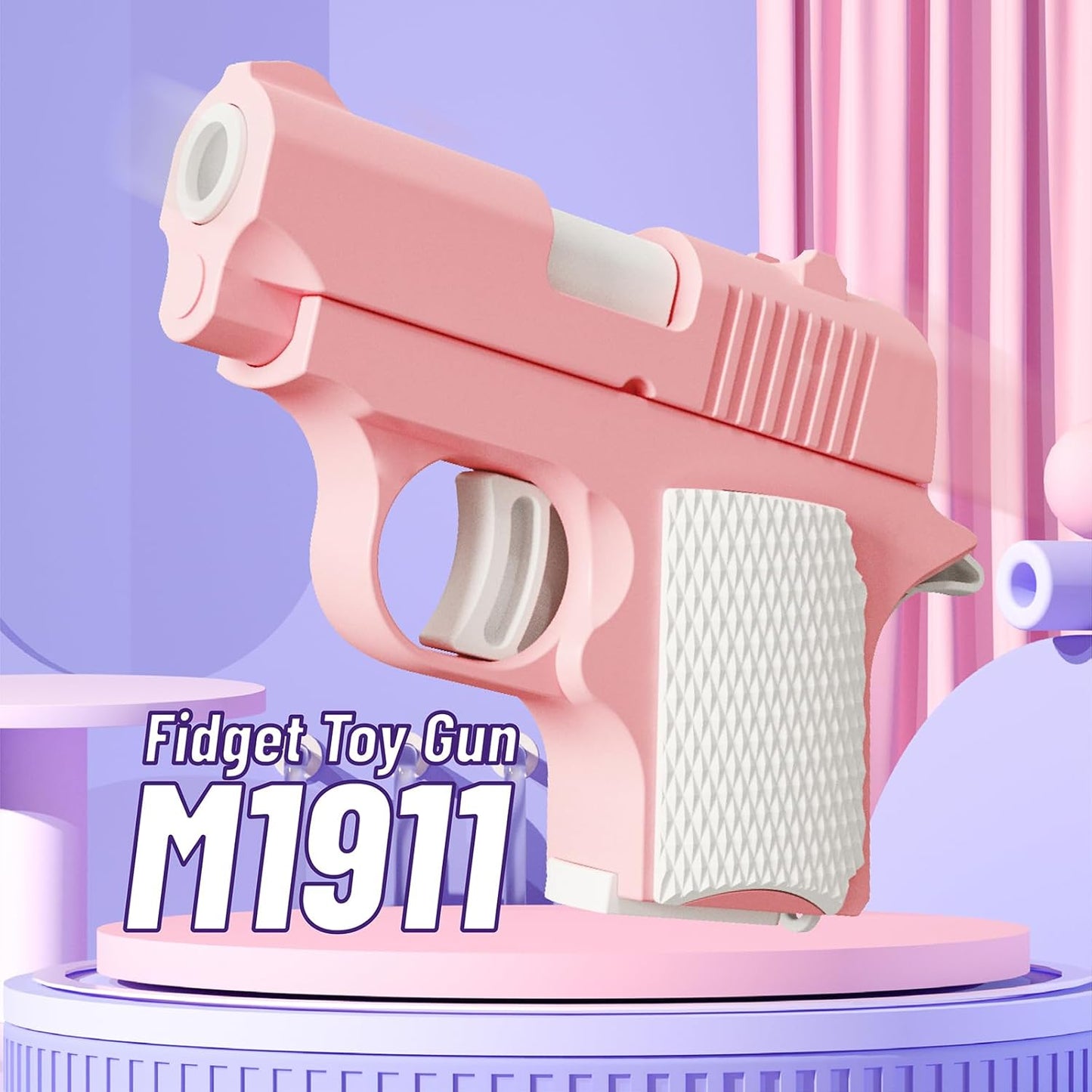 4 PCS Fidget Toys Set，3D Printing Fidget Knife Toy and Pistol Toys,Fidget Toys Adults and Kids，Sensory Toy Fidget Toys for Classroom，Suitable for Relieving ADHD,Stress, Anxiety (Pink Set)