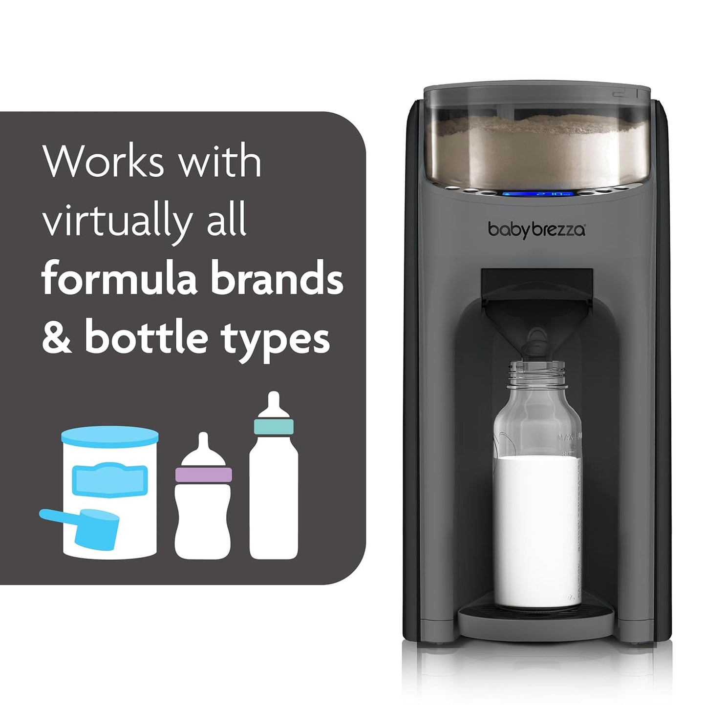 Baby Brezza New and Improved Formula Pro Advanced Formula Dispenser Machine - Automatically Mix a Warm Formula Bottle Instantly - Easily Make Bottle with Automatic Powder Blending, Charcoal