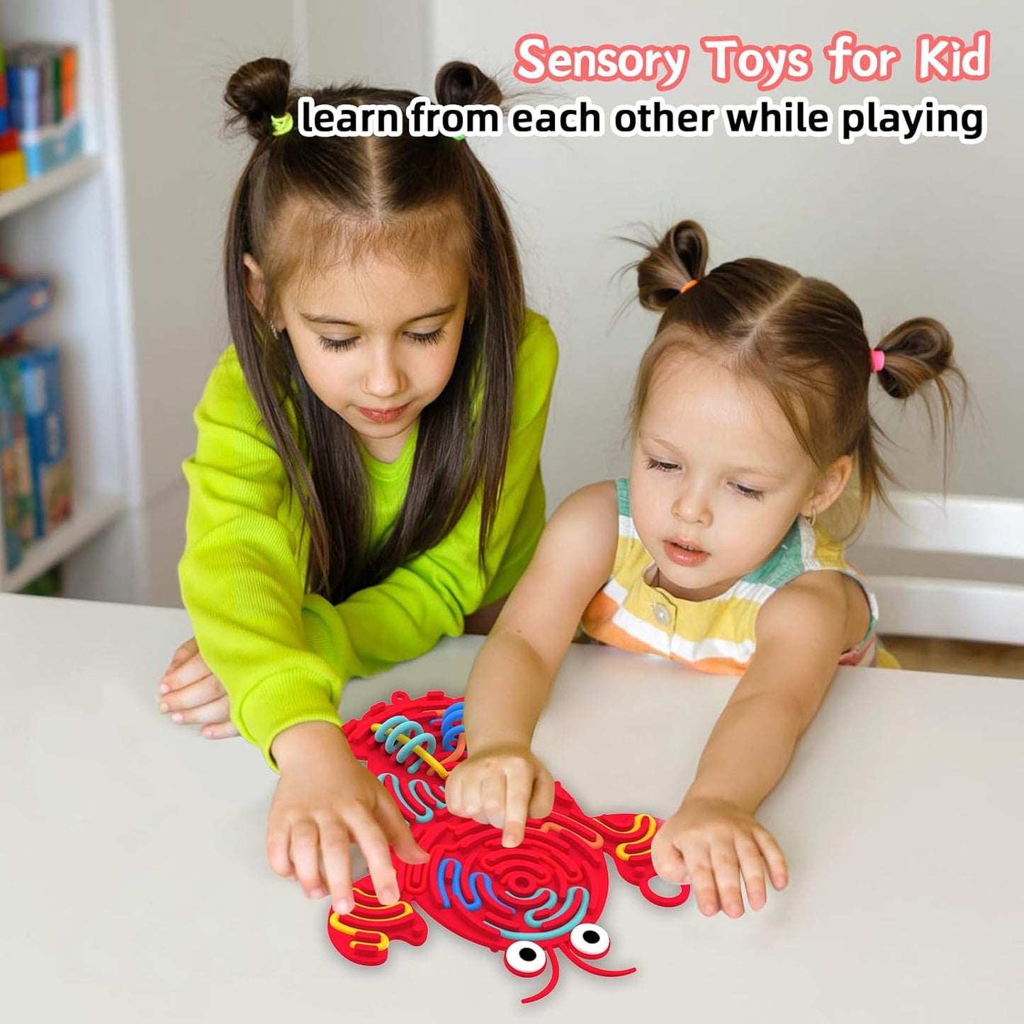 Silicone Sensory Activity Board,2 in 1 Busy Board for Fine Motor Skill, Montessori Fidget Toy for Calming, Stress, Anxiety, ADHD , Autism , Silent, No Mess , Kids 3+ & Adults (Red, Lobster)