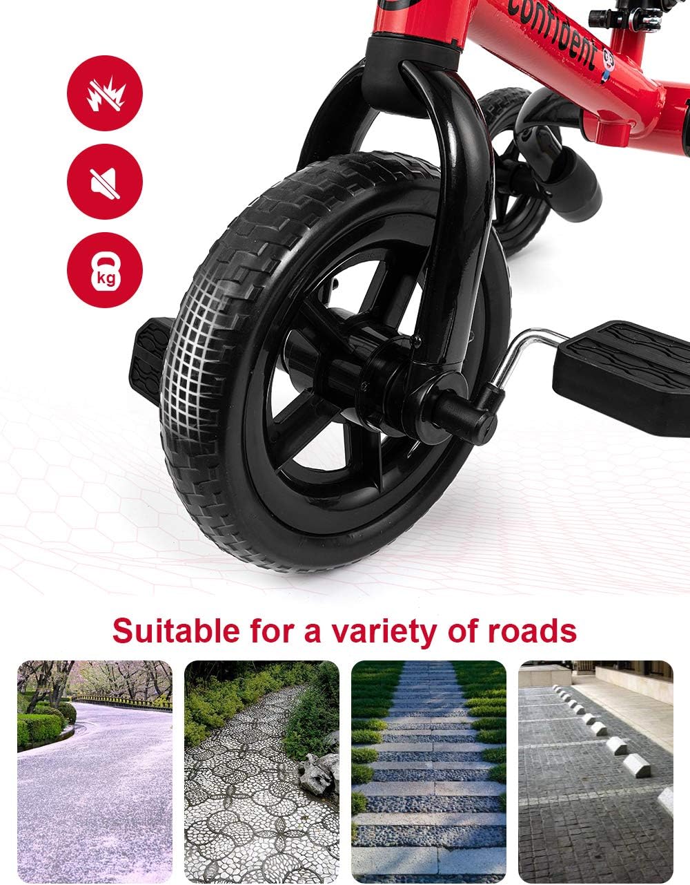 Ancaixin 3 in 1 Toddler Tricycles for 2-5 Years Old Boys and Girls with Detachable Pedal and Bell | Foldable Baby Balance Bike Riding Toys for Kids | Infant Birthday New Year Red