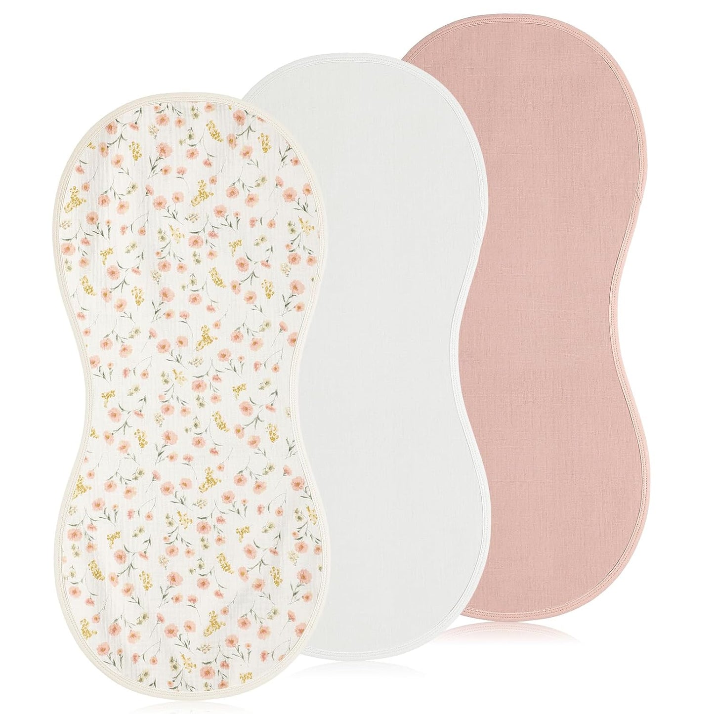 3 Pcs Changing Pad Liners Fits in Peanut Shape Changing Pad Waterproof Diaper Mats Organic Cotton Peanut Mats are Warm on a Baby's Back, Washable Reusable(Beautiful Style,Pink)
