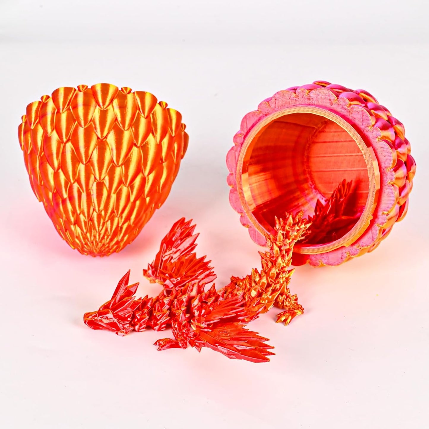 12inch Fly Dragon Egg, Year of The Dragon, 3D Printed Dragon, Executive Desk Toys, Articulated Dragon, Fidget Toys Gifts for Graduates Students Teachers Adults (Gold&Red)