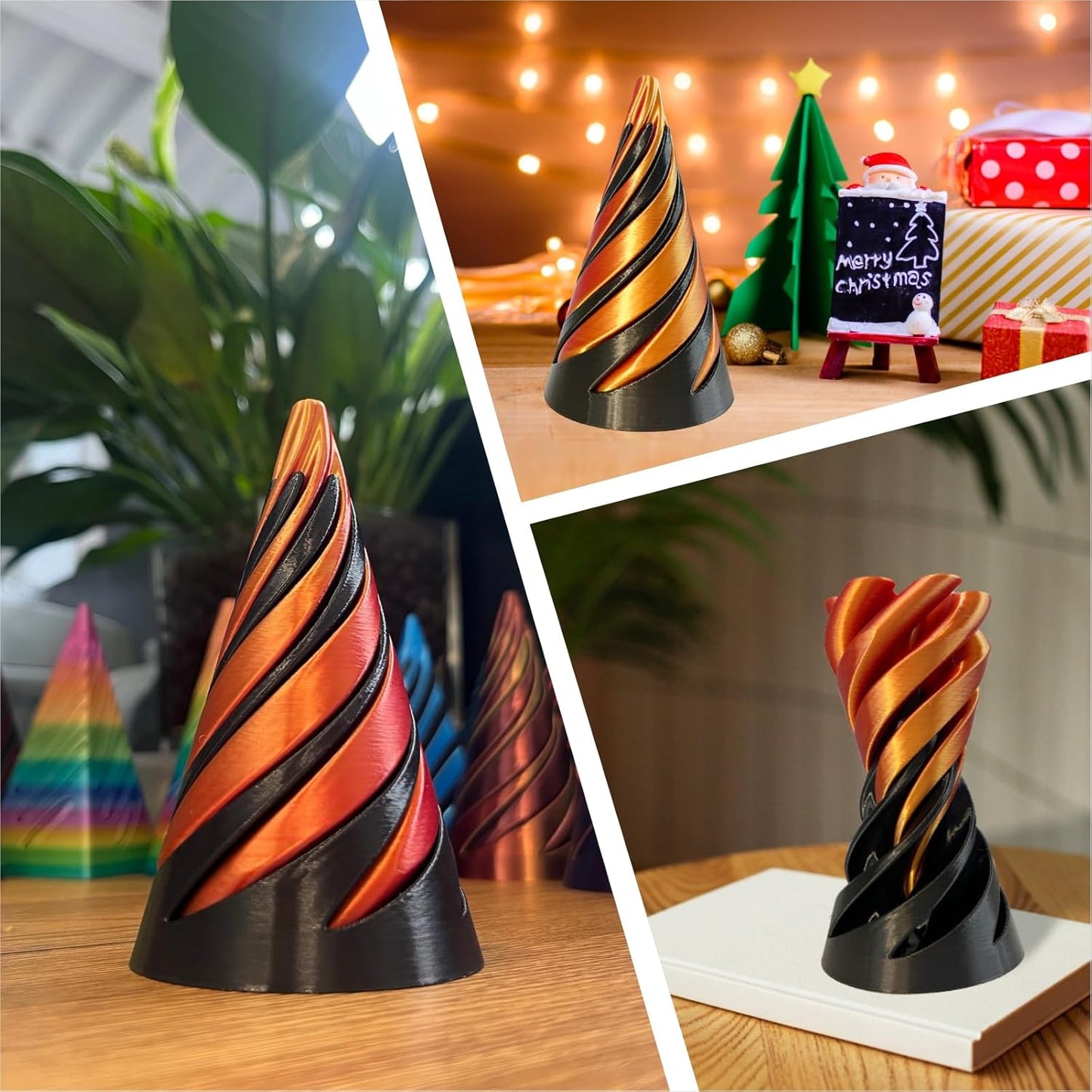 Impossible Cone-3D Printed Spiral Cone Fidget Toy, Helix Nut Spiral Cone Fidget Toy, 4inch Impossible Pyramid Passthrough Sculpture Pass Through Pyramid for Home Office Desk Stress Relief