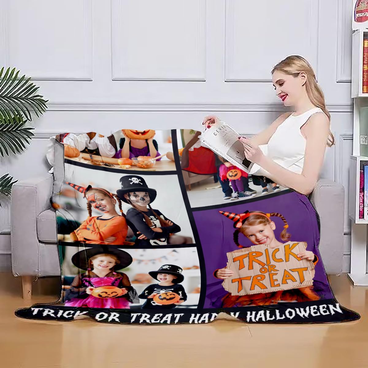 Ships Next Day, Personalized Photo Gifts for Girlfriend, Custom Made Bed Throw Blankets for Kids, Halloween Decoration Blankets with Pictures for Boyfriend, Girlfriend