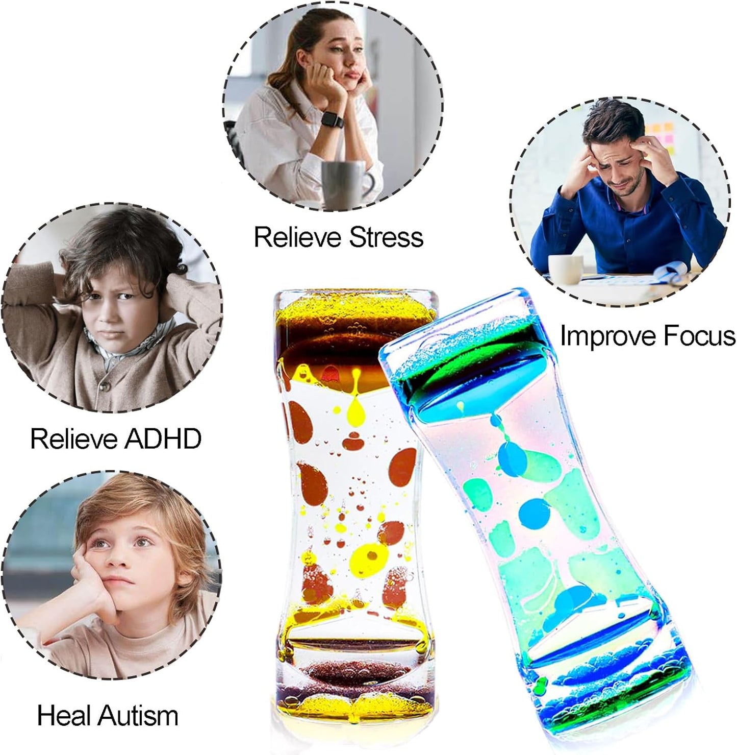 Liquid Motion Bubbler Sensory Toys, 12 Pack Liquid Timer Desktop Colorful Hourglass Liquid Bubbler, Small Calming Relaxing Toys Sensory Anxiety Autism ADHD Fidget Toys