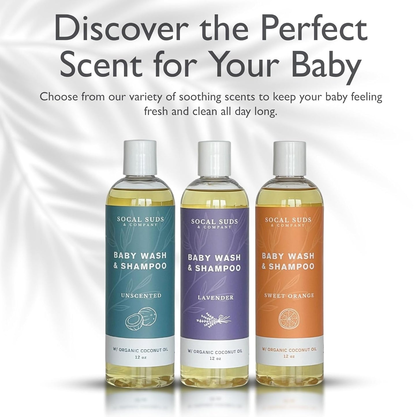 SoCal Suds & Company Baby Shampoo & Body Wash, 2-in-1 Organic Gel-Gentle Castile Soap with Vitamin-Infused Oils & Botanicals - Natural Care for Sensitive Skin Hypoallergenic - 12oz Sweet Orange 2-Pack