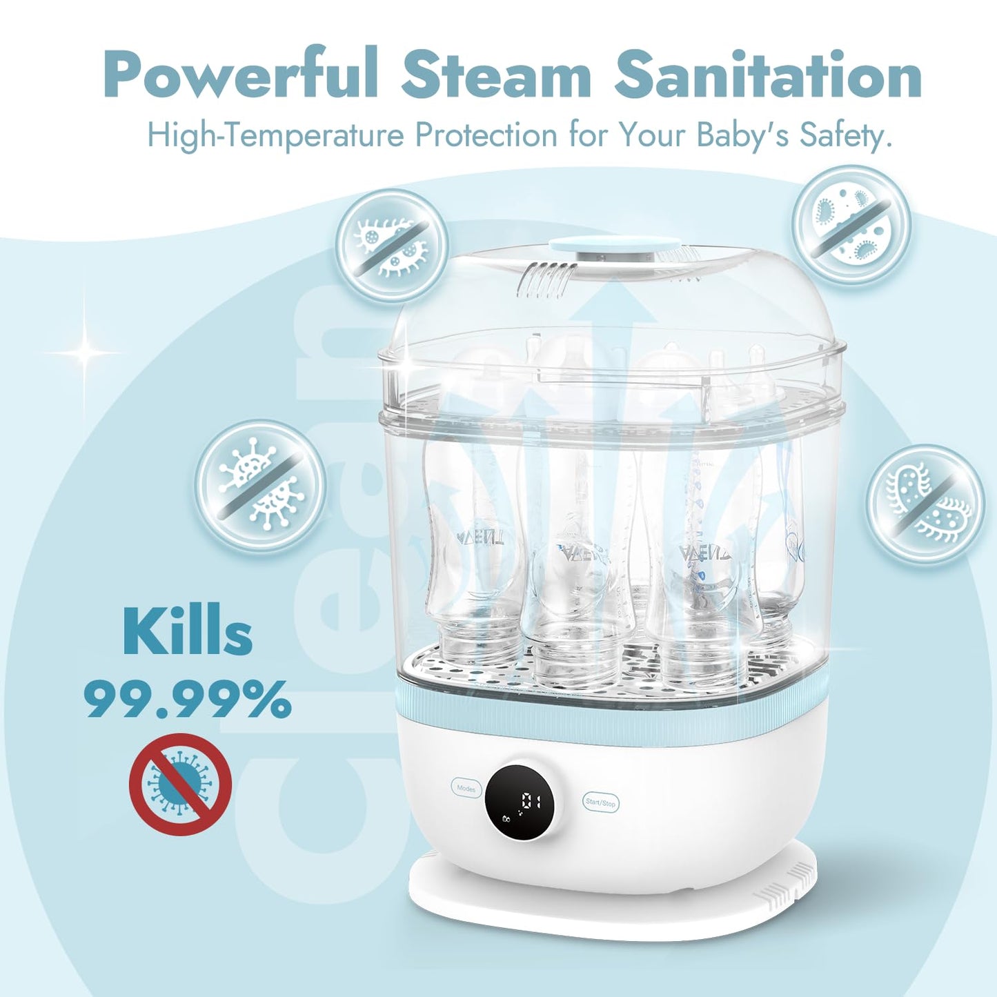 Papablic Bottle Sterilizer and Dryer Pro Max, 13 Bottles Extra-Large Capacity for Big Family, Electric Steam Bottle Sanitizer for Baby Bottles, Parts & Other Newborn Essentials