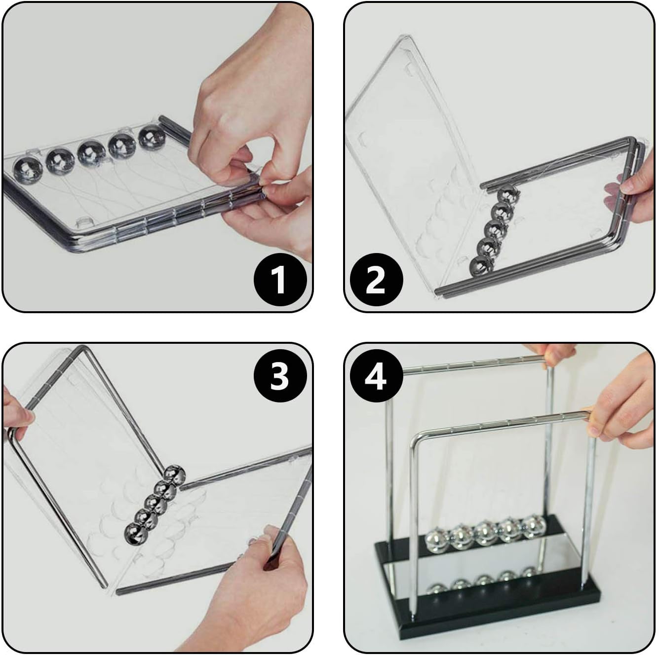 Oversized Newton's Cradle, Desk Table Decor Metal Pendulum Ball Newton Ball Physics Science Pendulum Steel Balance Bal l for Office Physics Teacher Toys- with Mirror