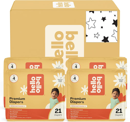 Hello Bello Diapers, Size 4 (22-37 lbs) Superstars - 84 Count Value Pack of Premium Disposable Baby Diapers, Hypoallergenic with Soft, Cloth-Like Feel