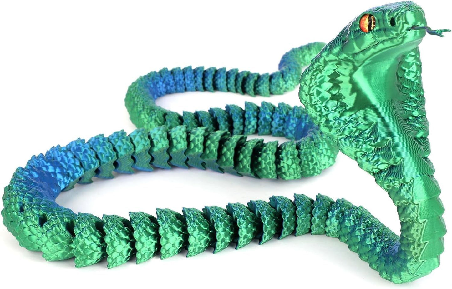 25" 3D Printed Snake, 3D Printed Fidget Animals,3D Crystal Snake Flexible Joints Home Decor Executive Desk Toys,Home Office Decor Executive Desk Toys for Autism/ADHD (Black (Blue)