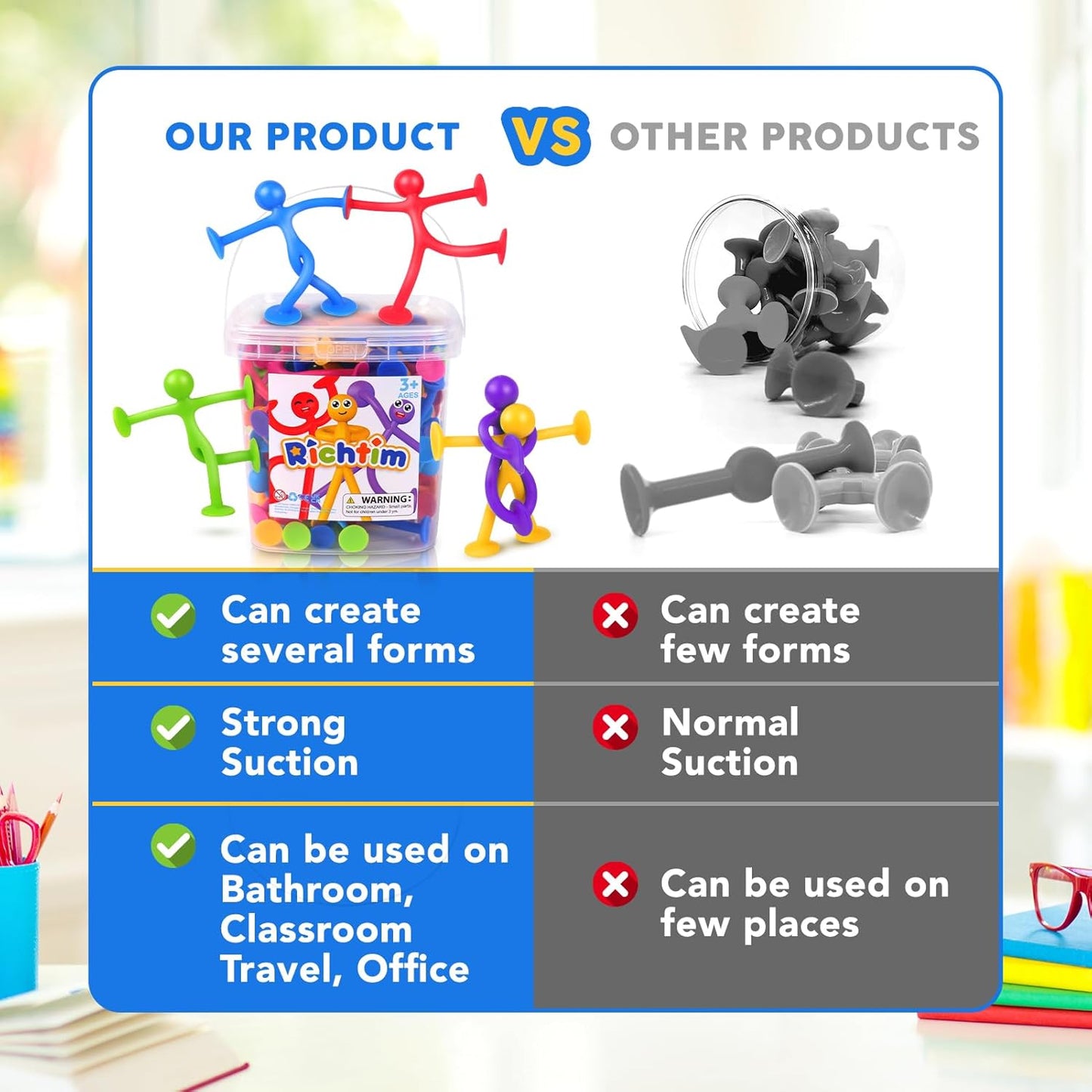 Suction Cup Fidget Sensory Toys: 48 Pack Suction Cup People Toys Fidget Toy for Autism Autistic ADHD Kids Ages 3+, Creative Travel Toy Idea for Boys Girls