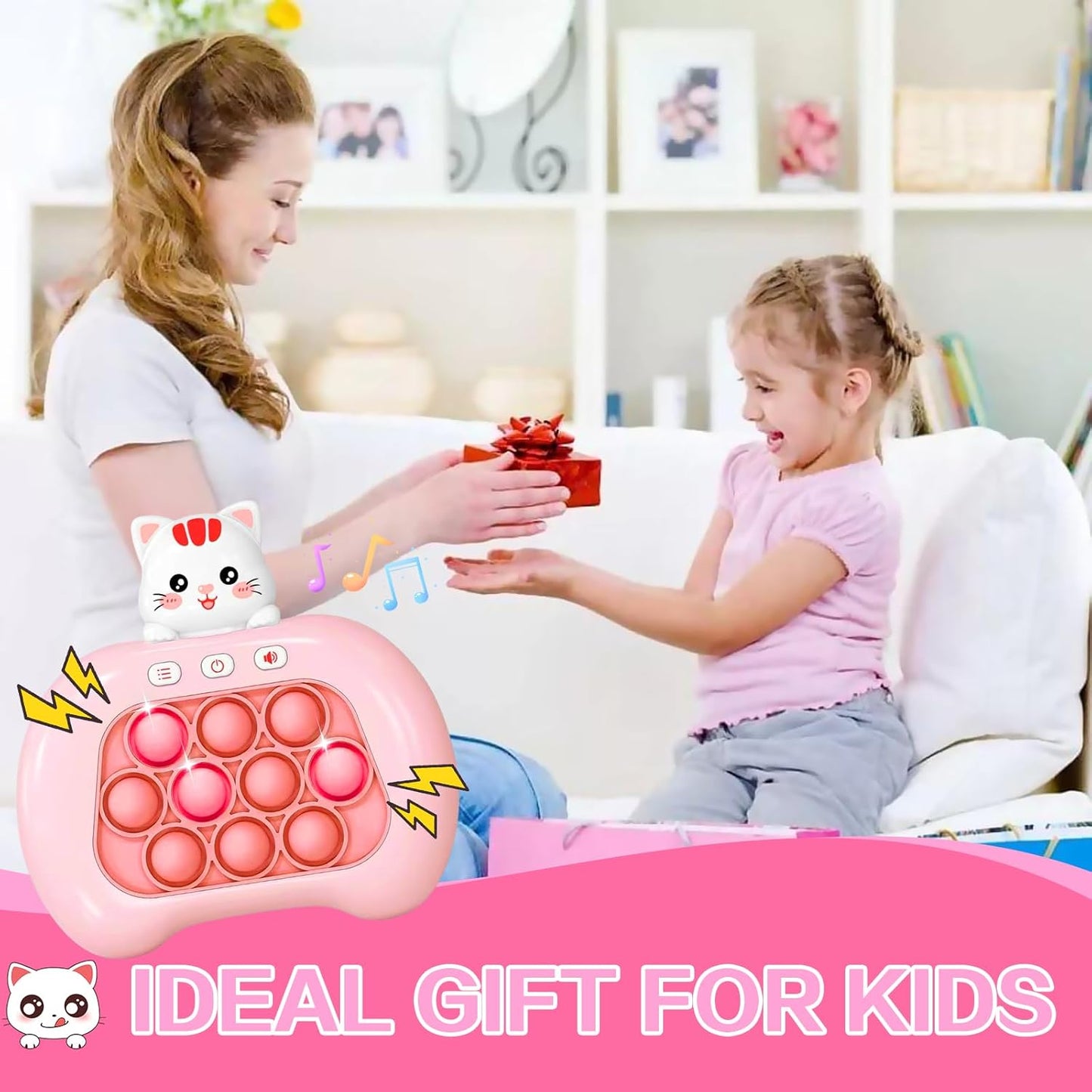 Fast Push Game,Sensory Toys Pop Game Machine,Handheld Fidget Console for Kids Adults, Birthday Gifts for Boys Girls-Pink cat