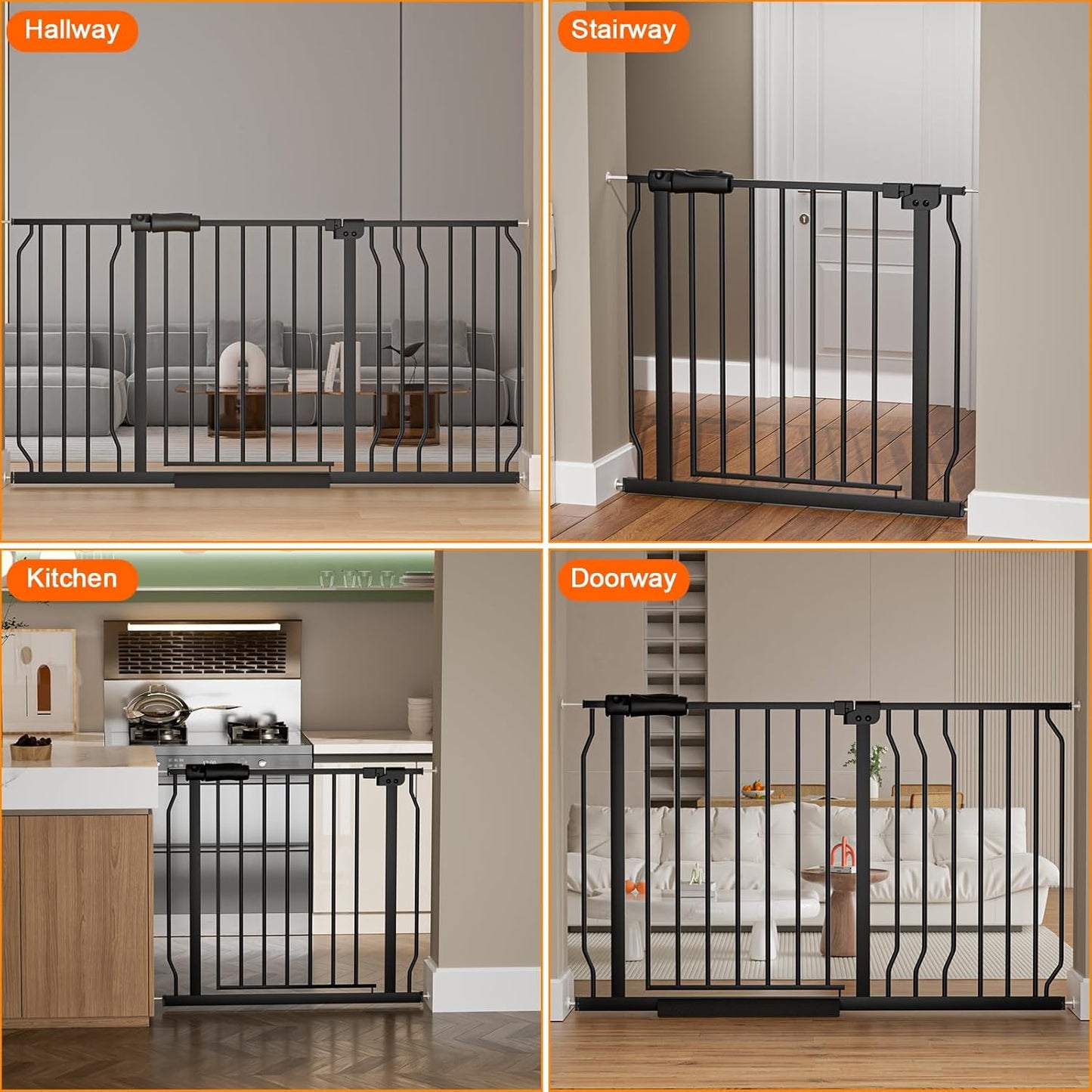 HOOEN 30" Tall Extra Wide Baby Gates 67 to 71.5 Inch Large Long Pressure Mounted Dog Gate for Doorways Stairs Child Safety Gates Tension Baby Gate Indoor Walk Through Gate for Kids or Pets