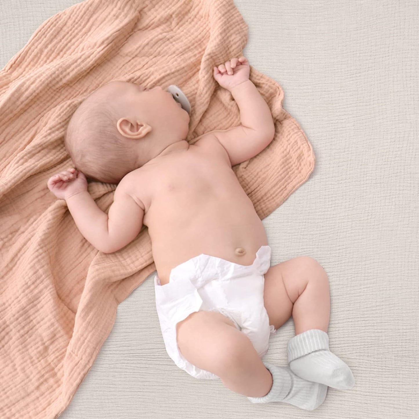 Lulu moon Muslin Swaddle Blanket Baby Receiving Blankets Neutral, 2 Pack, Peach