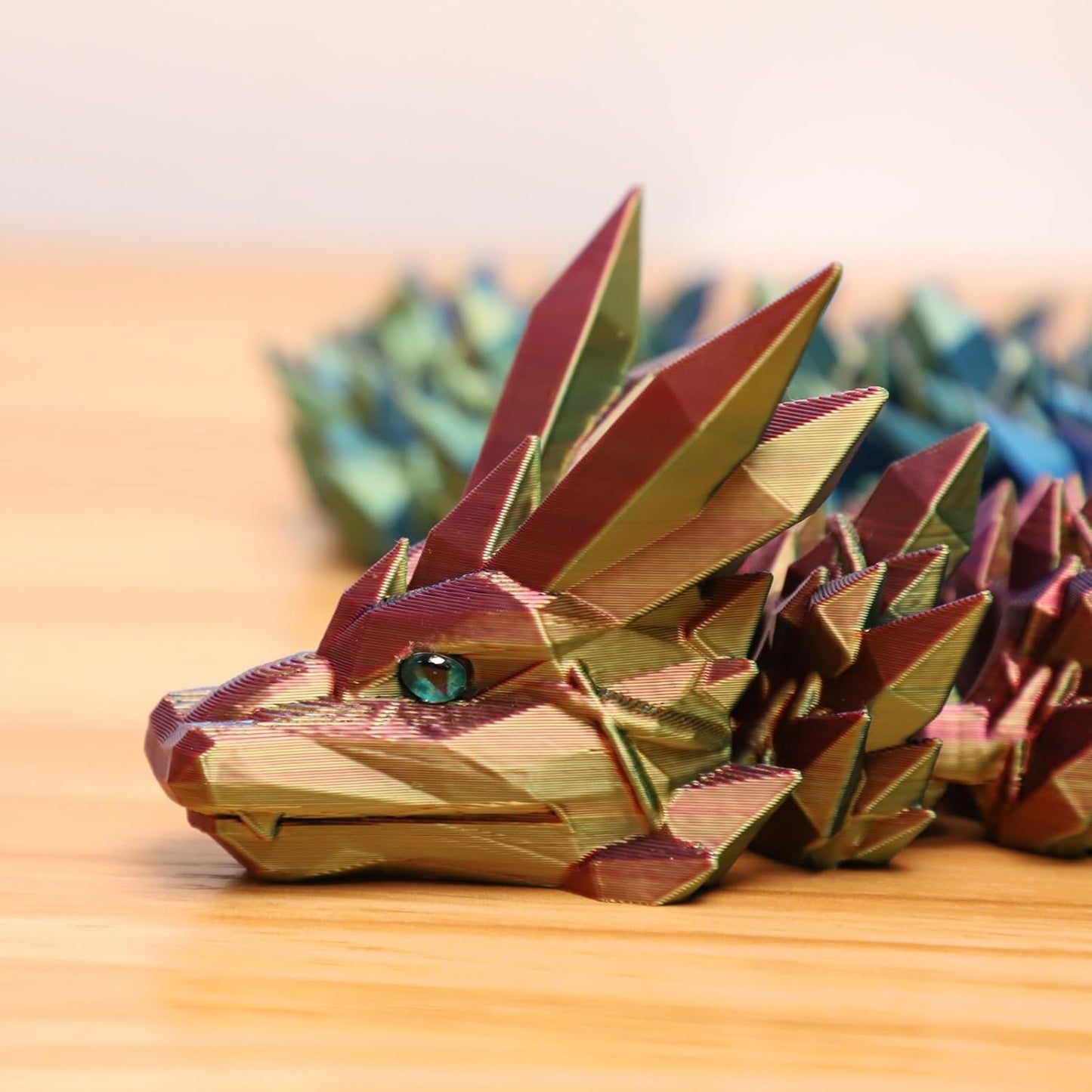 24" 3D Printed Dragon, Articulated Dragon, Crystal Dragon, Dragon Fidget Toy, Home Office Decor Executive Desk Toys ﻿(Blue)
