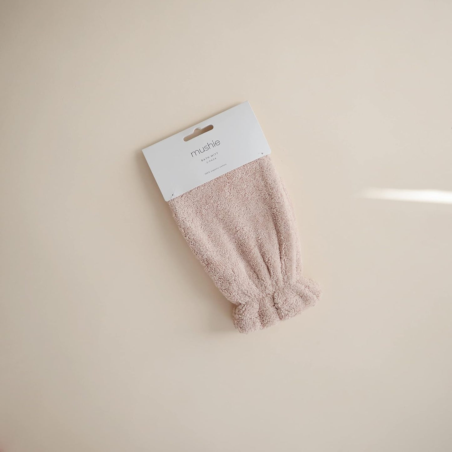 mushie Baby Bath Mitt | Organic Cotton | Pack of 2 (Blush)