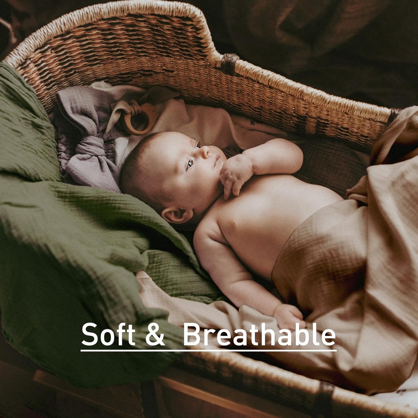 Muslin Receiving Blankets, Neutral Blanket Swaddling for Newborn Boys and Girls, 5 Pack Breathable and Skin-Friendly Swaddle Wrap for Infant Baby (Elegant Colors)