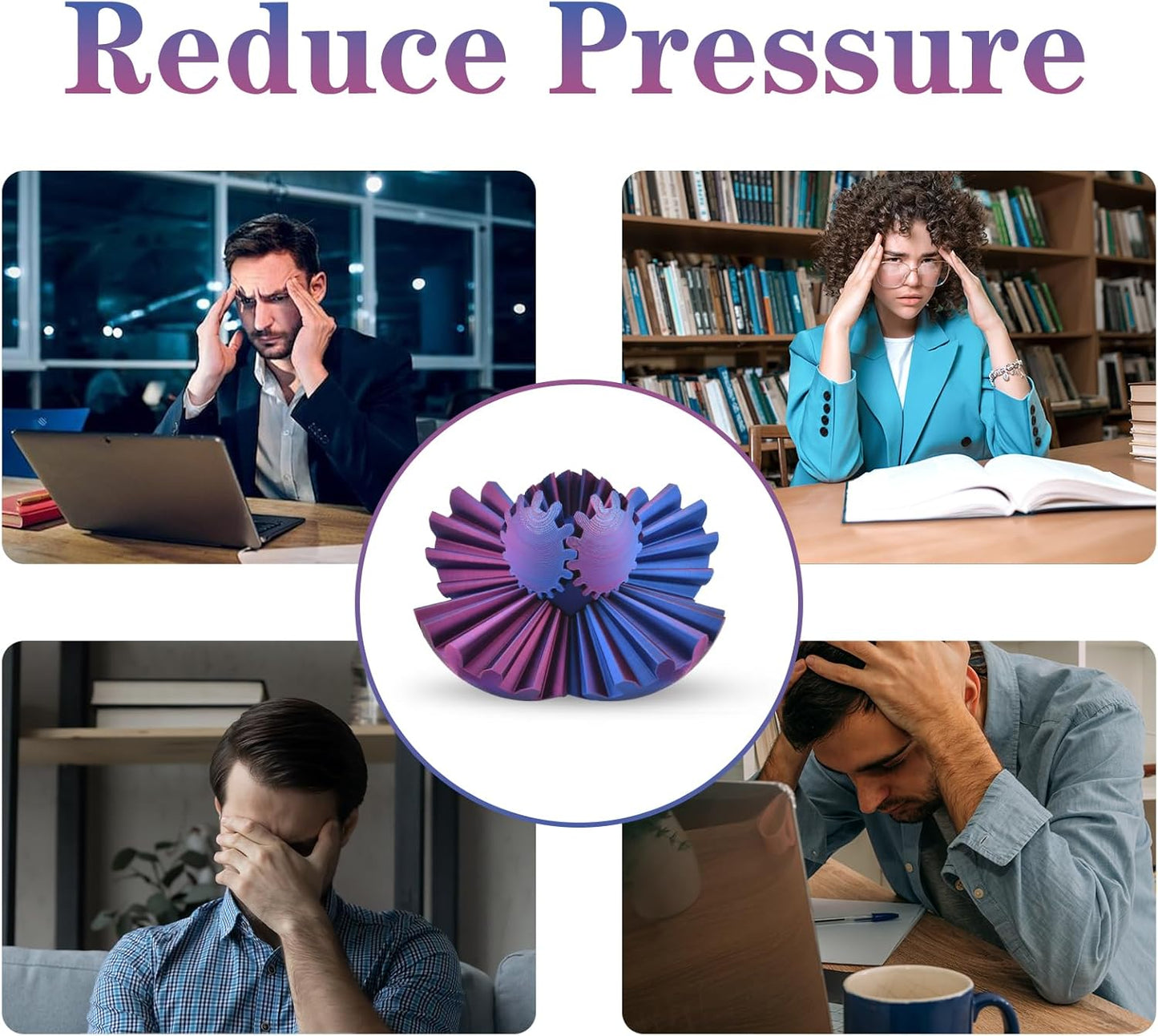 3D Printed Gear Sphere Ball – Colorful Gear Ball Fidget Gear Sphere Puzzle Cube Stress Relief Toy for Office and Home Decor Unique Gift Idea for Friends and Family (Red&Blue)