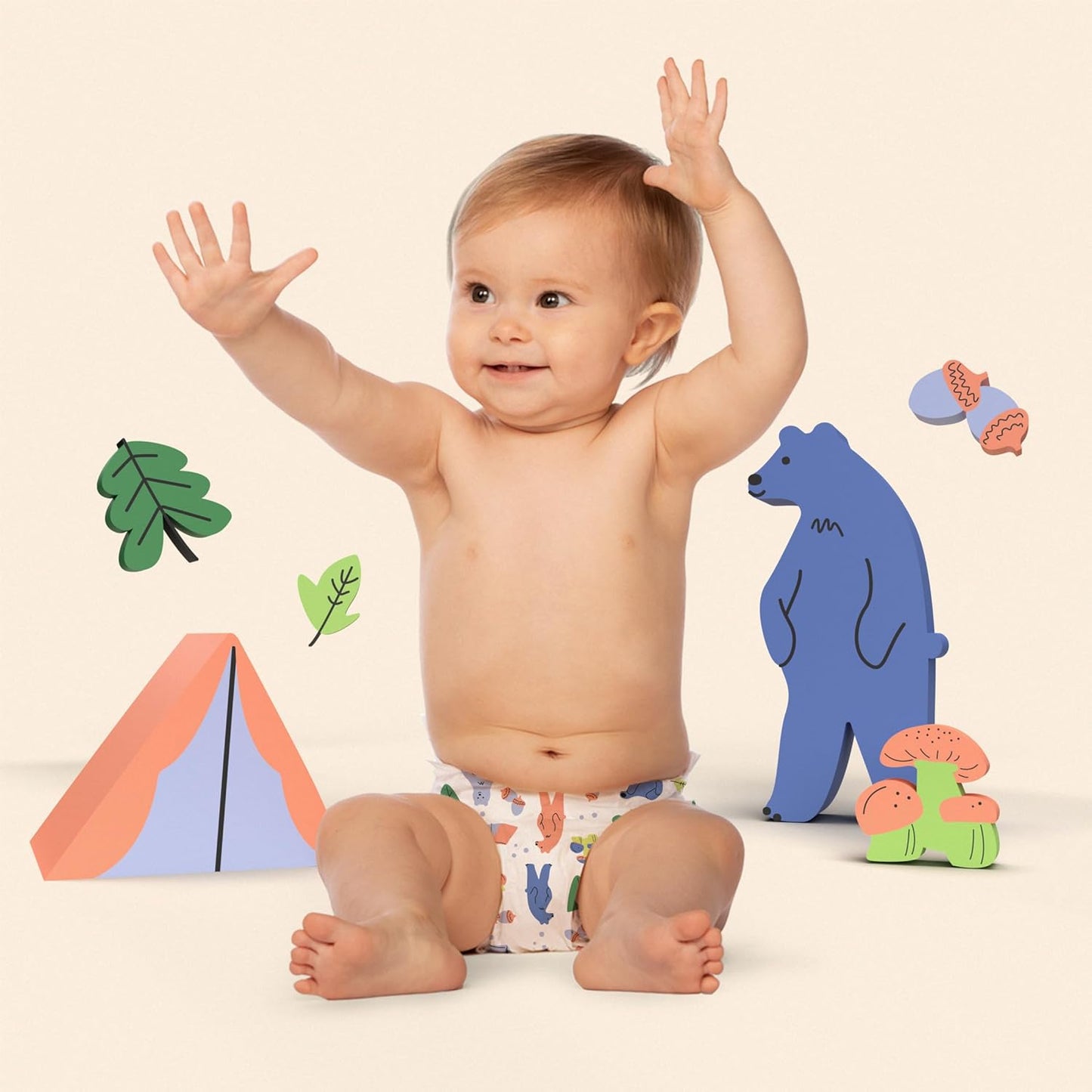 Hello Bello Premium Diapers Size 2 (10-16 lbs), Happy Camper Designs, 30ct Jumbo Pack