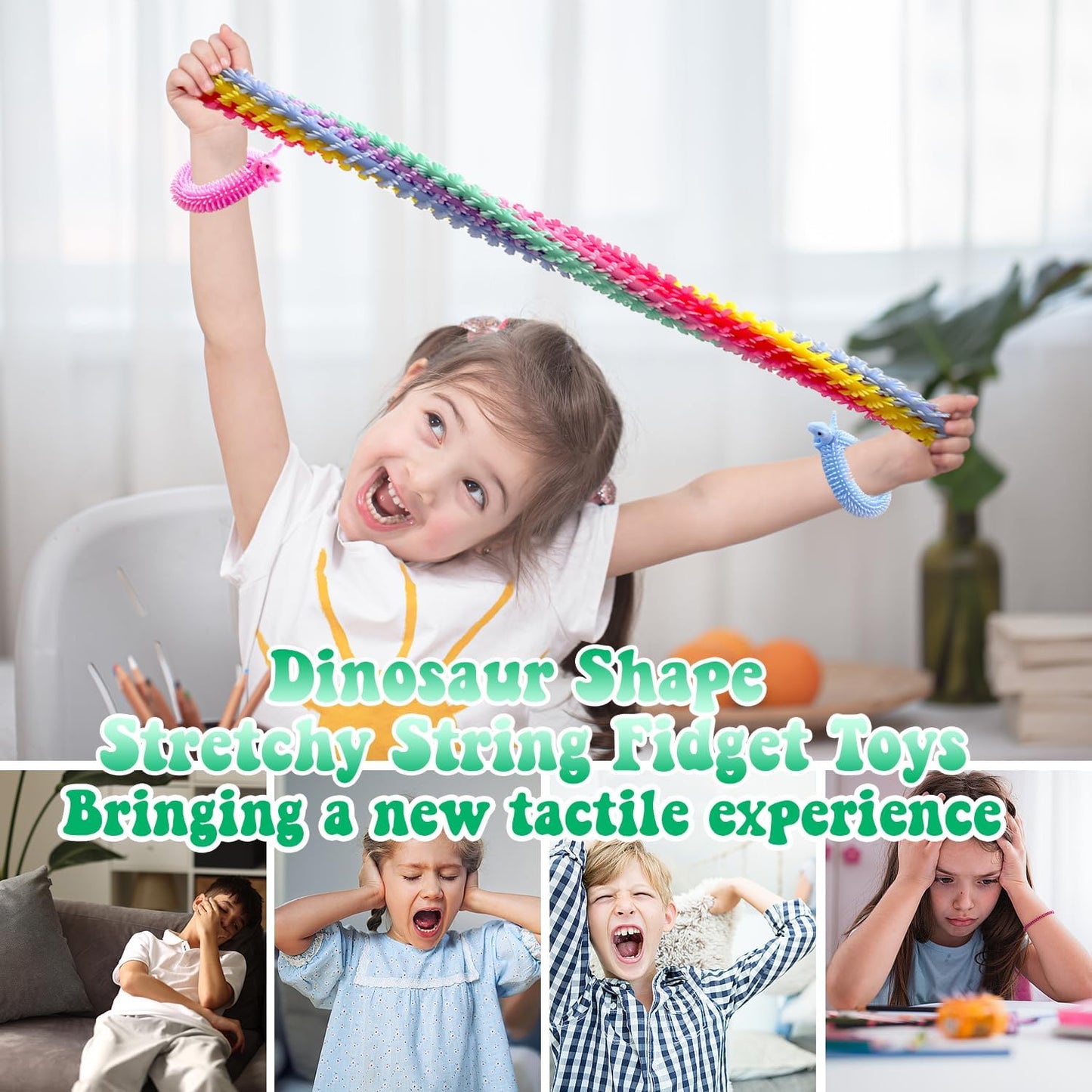 40 Pack Stretchy String Fidget Toys,Dinosaur Sensory String Toys,String Fidget Toys for Kids Adults Stress Relief,Party Favors,Christmas Stocking Stuffers