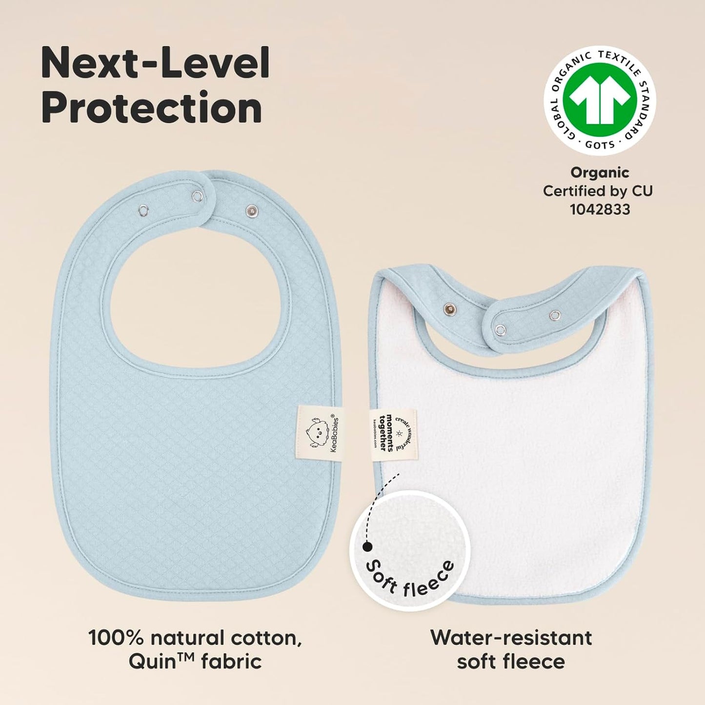 8-Pack Organic Baby Bibs for Girls, Boys - Quilted Cotton Cloth Baby Drool Bibs for Drooling and Teething Toddler, Newborn, Infant, Soft & Super Absorbent (Dawn)