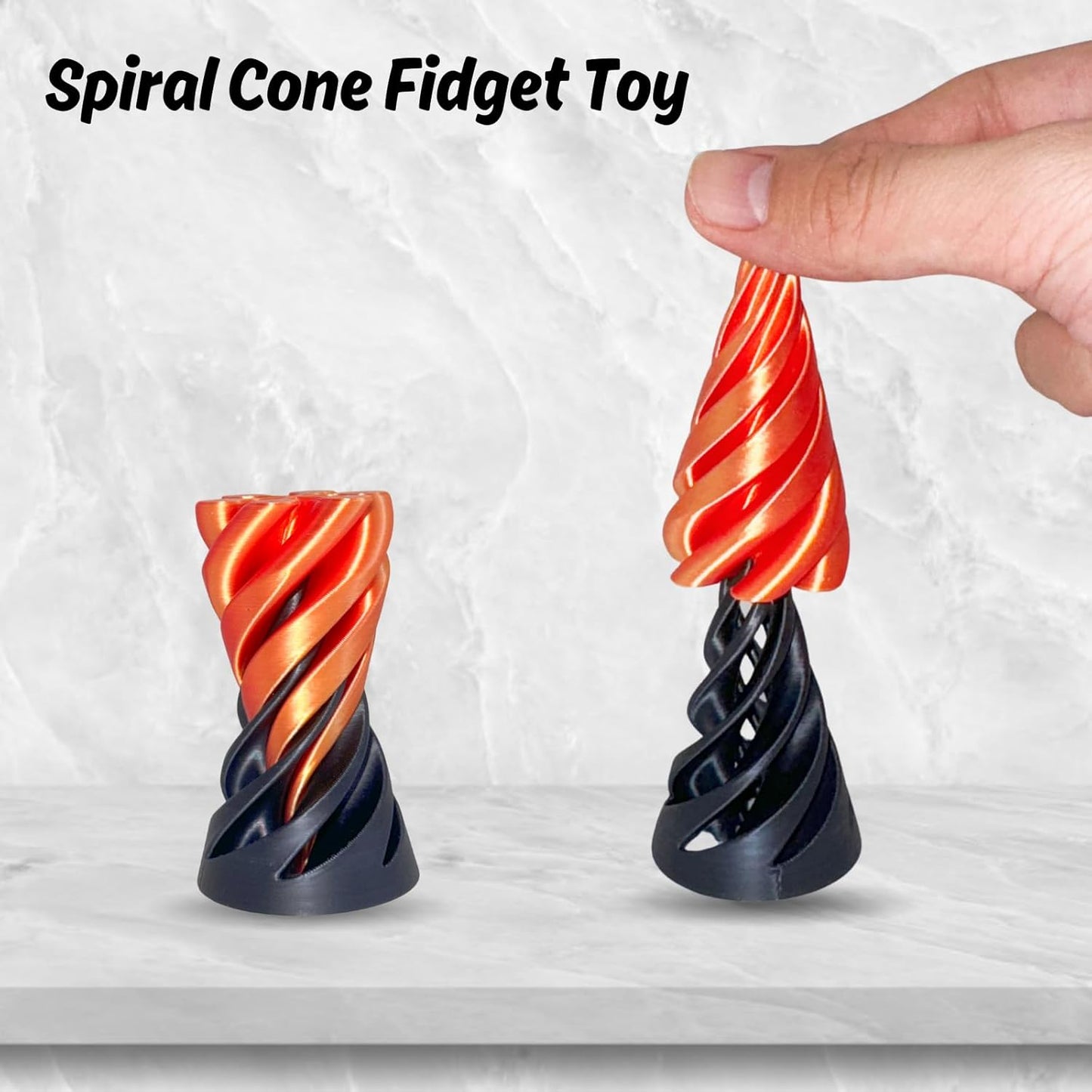 Impossible Pyramid Passthrough Sculpture, 3D Printed Spiral Cone Fidget Toy Mini Cones Pass Through Pyramid Fidget Toy Vortex Thread Illusion Desk Toy for Stress and Anxiety Relaxing