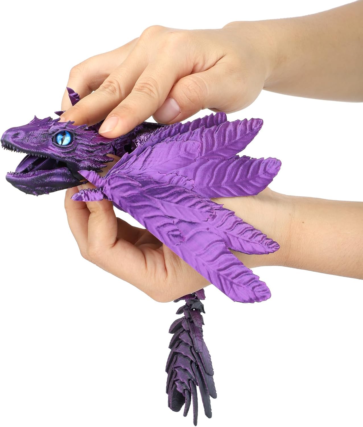 12" 3D Printed Animals,3D Printed Dragon with Wings, Adjustable Wings Articulated Dragon, Crystal Dragon Fidget Toy Surprise, Home Office Decor (Brown)