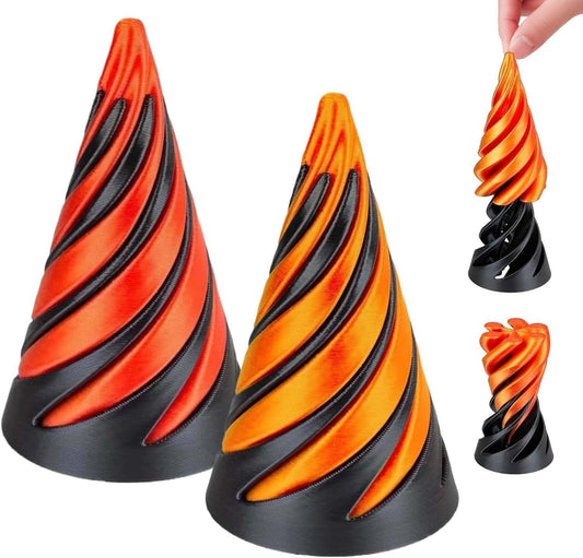 2Pcs Impossible Cone,Spiral Cone Fidget Toy 3D Printed Spiral Cone Pyramid Passthrough Sculpture,Mini Cone Funny Desktop Decoration for Home Office Desk Funny Desktop Decoration , Anxiety Relief