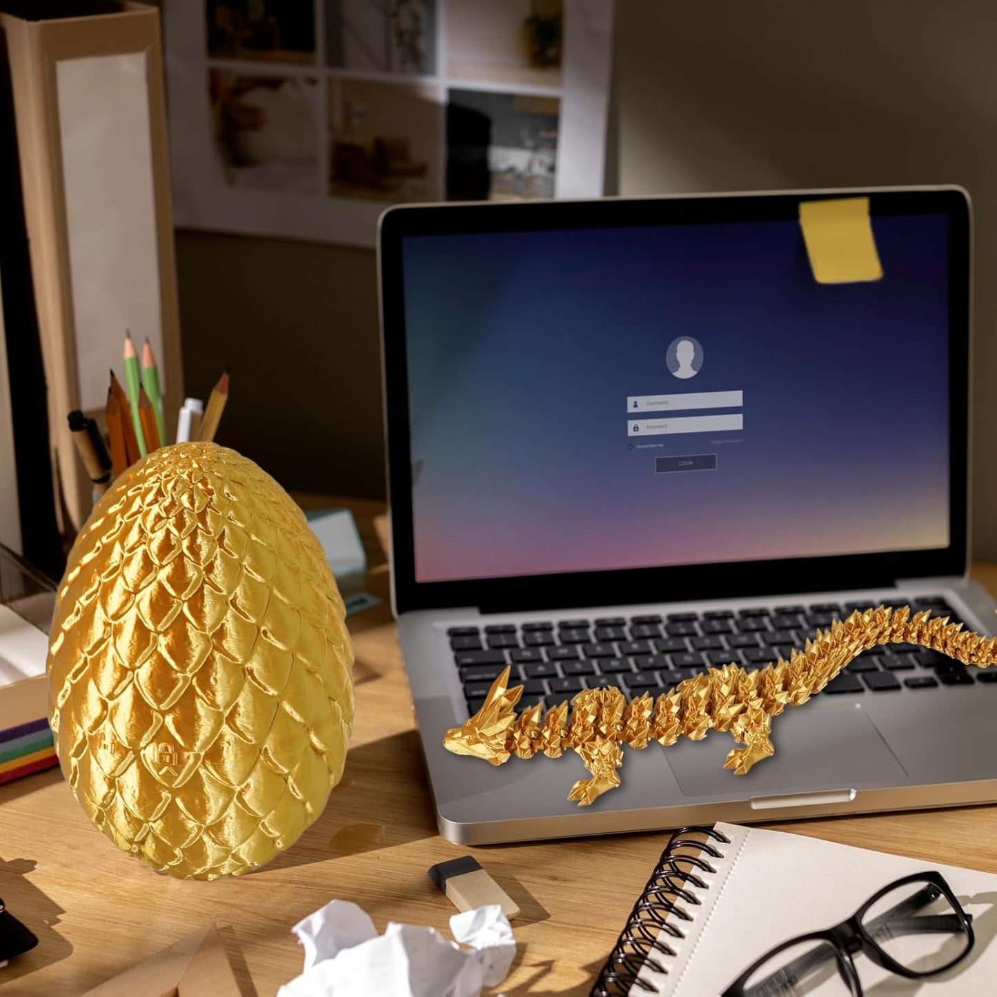 Large Dragon Eggs with Dragon Inside, 3D Printed Surprise Funny Gifts for Kids, Articulated Dragon Fidget Toys for Adults, Executive Desk Toys Office Room Décor (Gold)