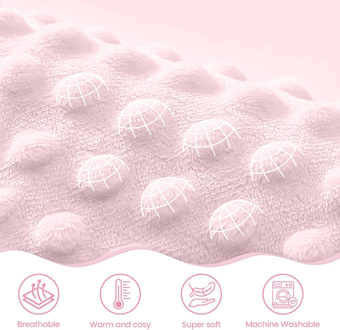 Rabbit Minky Baby Blanket 30 x 40 Inches for Girls, Soft Plush Receiving Blanket with Dotted Back, Gift for Toddler Newborn Infant Christmas Birthday Baby Shower