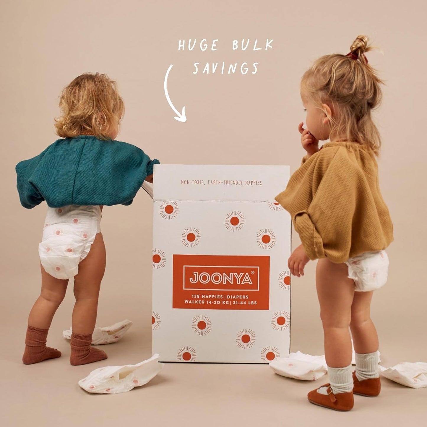 Joonya Baby Diapers, Size 2 S (7-13 lb) - 6 Bags of 30 (180) - New Range - NonToxic, Eco-Friendly, Ultra Slim, Overnight Use - Made in Denmark