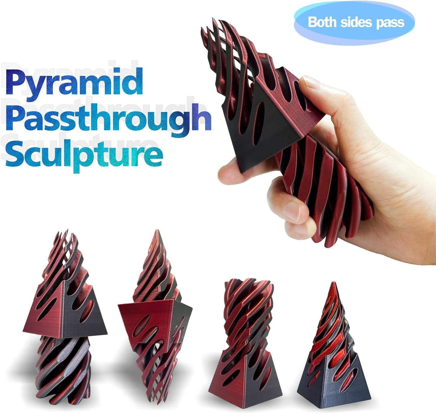 Impossible Cone-3D Printed Spiral Cone Fidget Toy, Pass Through Pyramid Desk Toy for Adult, Impossible Pyramid Passthrough Sculpture, Airplane Travel Essentials Kids for Stress Relief