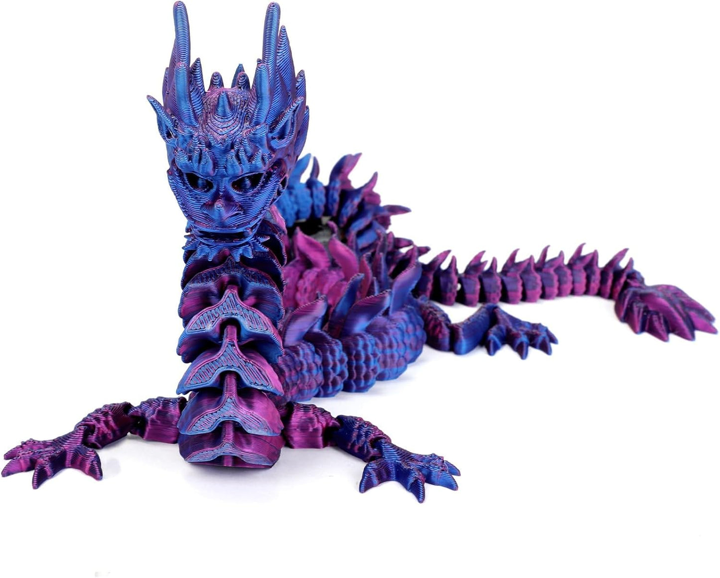 3D Printed Dragon - 12" Dragon Fidget Toy, Large Pearly Sheen Articulated Dragon, 3D Printed Gift for Birthday, Figurine Decor,Suitable for car and Character Decoration(Purple)