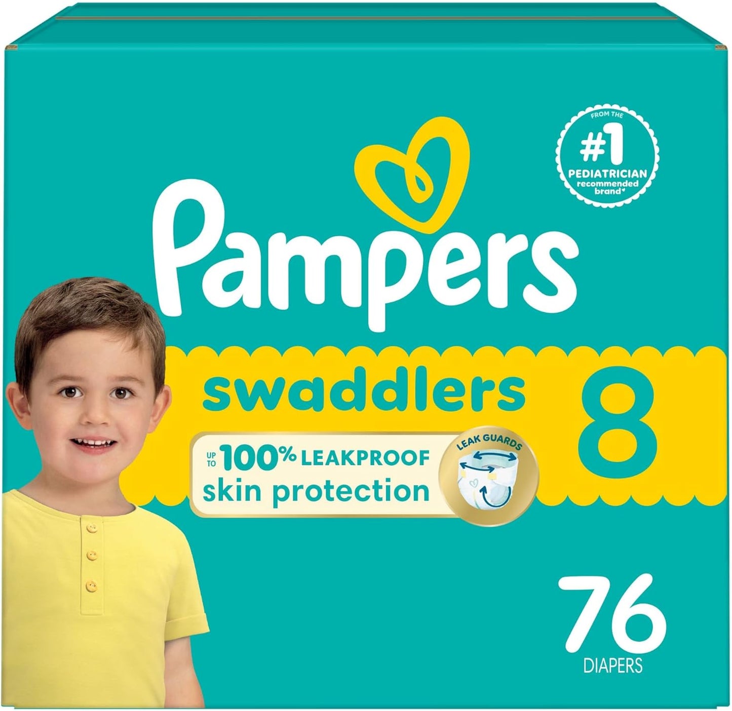 Pampers Baby Diapers - Swaddlers - Size 8, 76 Count, Ultra Absorbent Disposable Infant Diaper
