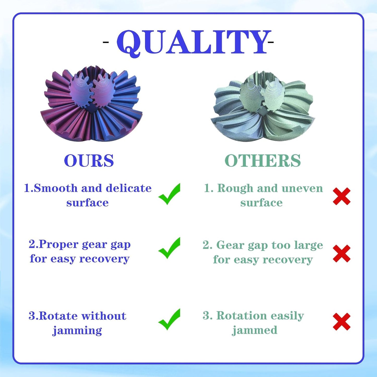 3D Printed Gear Sphere Ball – Colorful Gear Ball Fidget Gear Sphere Puzzle Cube Stress Relief Toy for Office and Home Decor Unique Gift Idea for Friends and Family (Red&Blue)