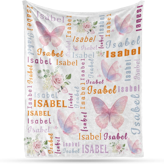 Ship Next Day, Personalized Baby Blanket - Printed in USA, Custom Baby Blanket with Name, Customized Animal Blankets for Boys & Girls, Soft Cozy Receiving Blankets for Toddlers, Stroller Decor Throw