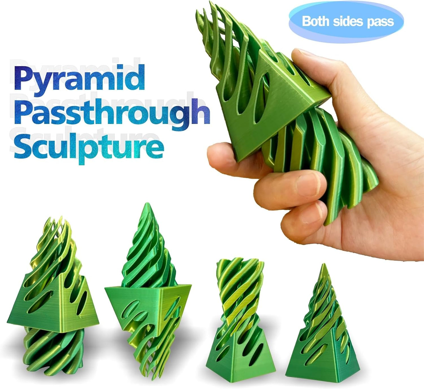 Impossible Pyramid Passthrough Sculpture-3D Printed Spiral Cone Fidget Toy, Pass Through Pyramid Fidget Toy, Vortex Thread Illusion Desk Toy for Adult, 4inch Helix Screw Fidget Toy for Stress Relief