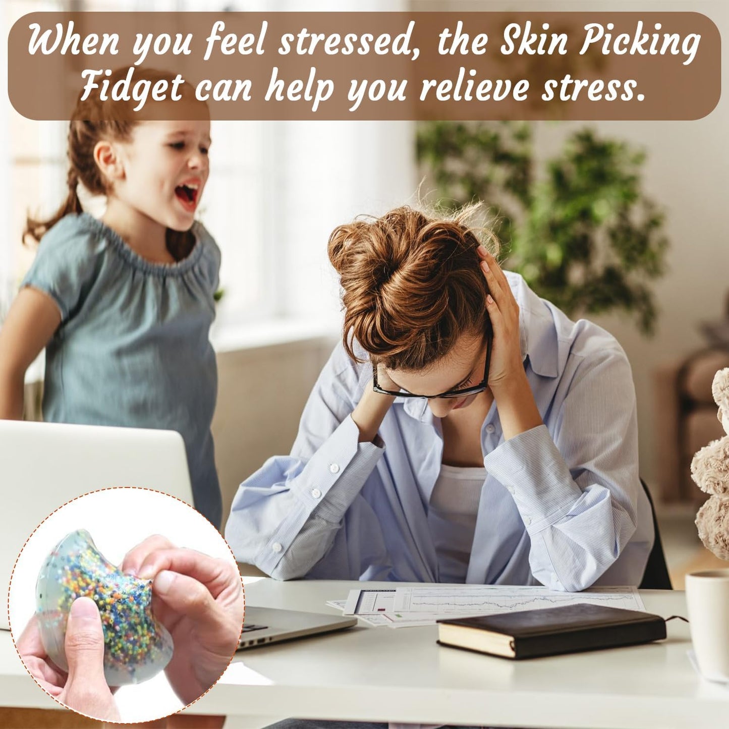 Skin Picking Fidget Toys - 3Pcs Skin Picky Pads to Pick with Plastic Transparent Box, Facial Scratching Trichotillomania Sensory Anxiety Stress Reliever for Adults Teens (Circle 10CM)