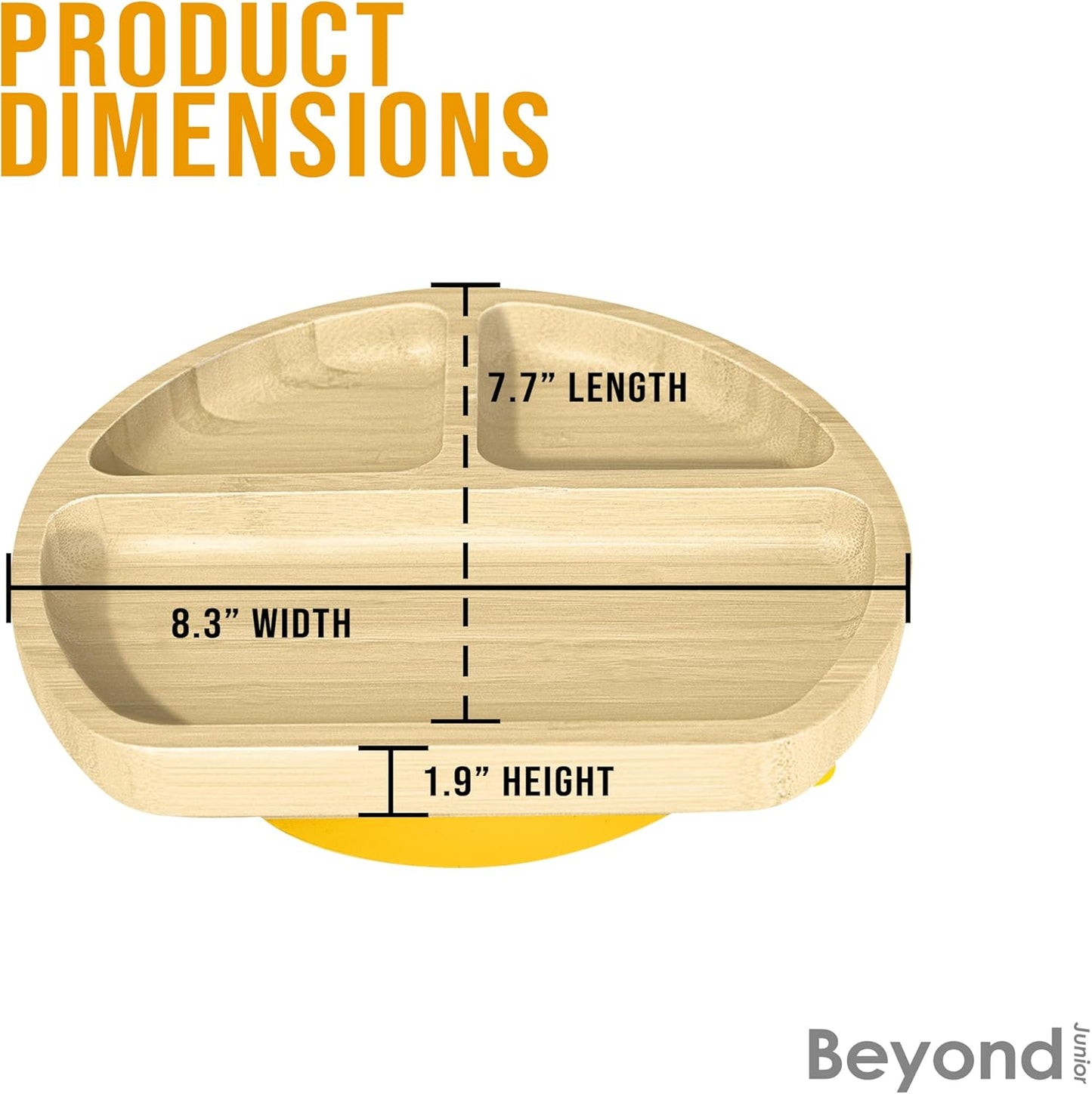 Abiie Octopod Bamboo Dish - Kids Plates for 4 months and up, 3-Compartment Baby Plates with Suction, Triangle Bamboo Baby Plate, Mess-Free Toddler Suction Plates, Baby Feeding Supplies, 8.3x1.9x7.7 in