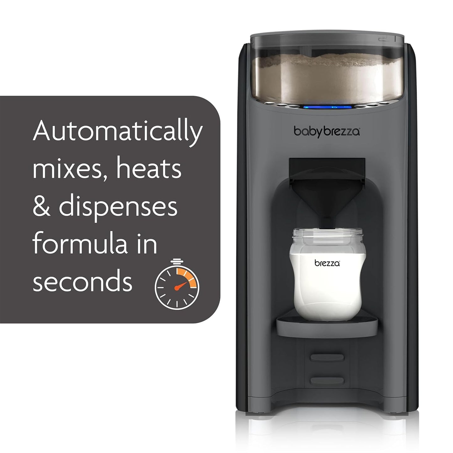 Baby Brezza New and Improved Formula Pro Advanced Formula Dispenser Machine - Automatically Mix a Warm Formula Bottle Instantly - Easily Make Bottle with Automatic Powder Blending, Charcoal
