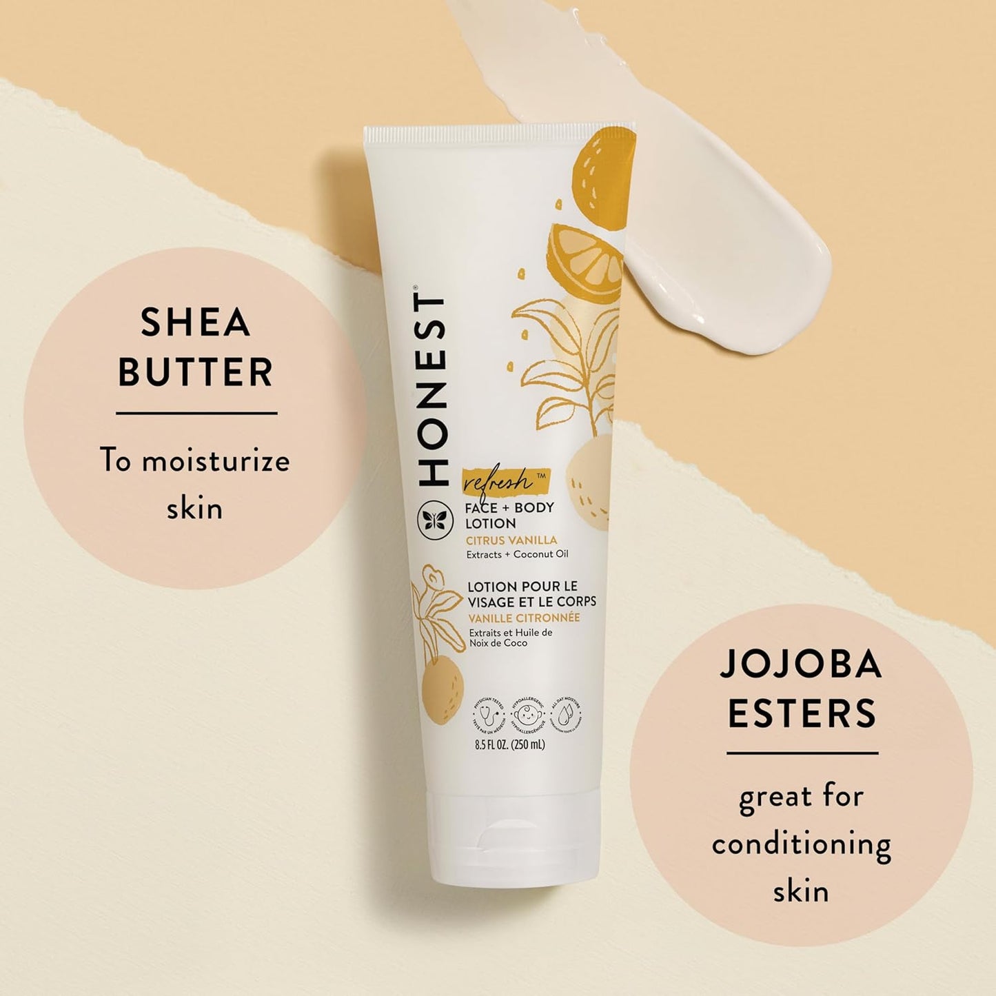 The Honest Company 2-in-1 Cleansing Shampoo + Body Wash and Face + Body Lotion Bundle | Gentle for Baby | Naturally Derived | Citrus Vanilla Refresh, 18.5 fl oz