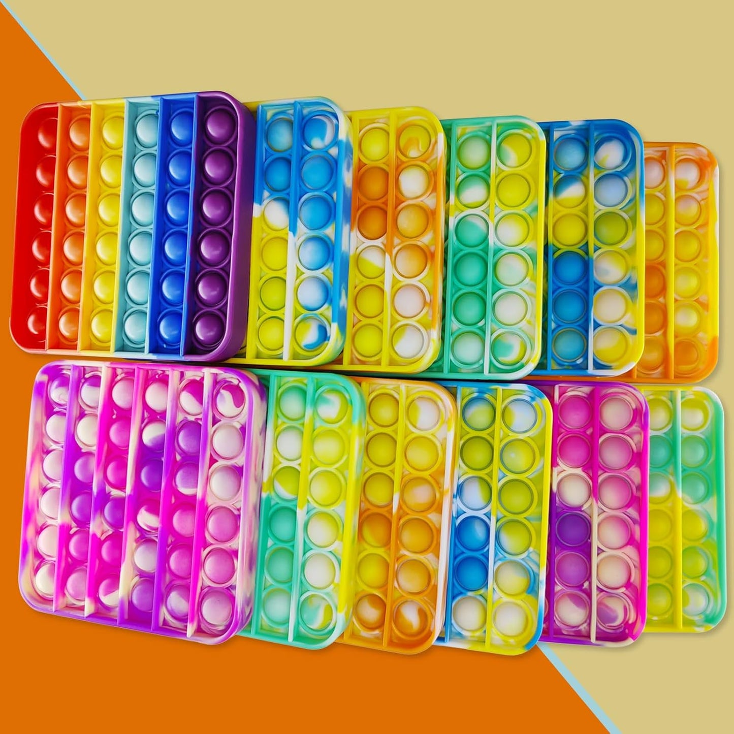 12 PCS Pop Fidget Sensory Toys for Party Favors,Push Pop Bubble Silicone Squeeze Sensory Toys for Kids Adult Autism Special Needs Stress Relief Gift for Birthday Christmas Valentine Classroom Prizes