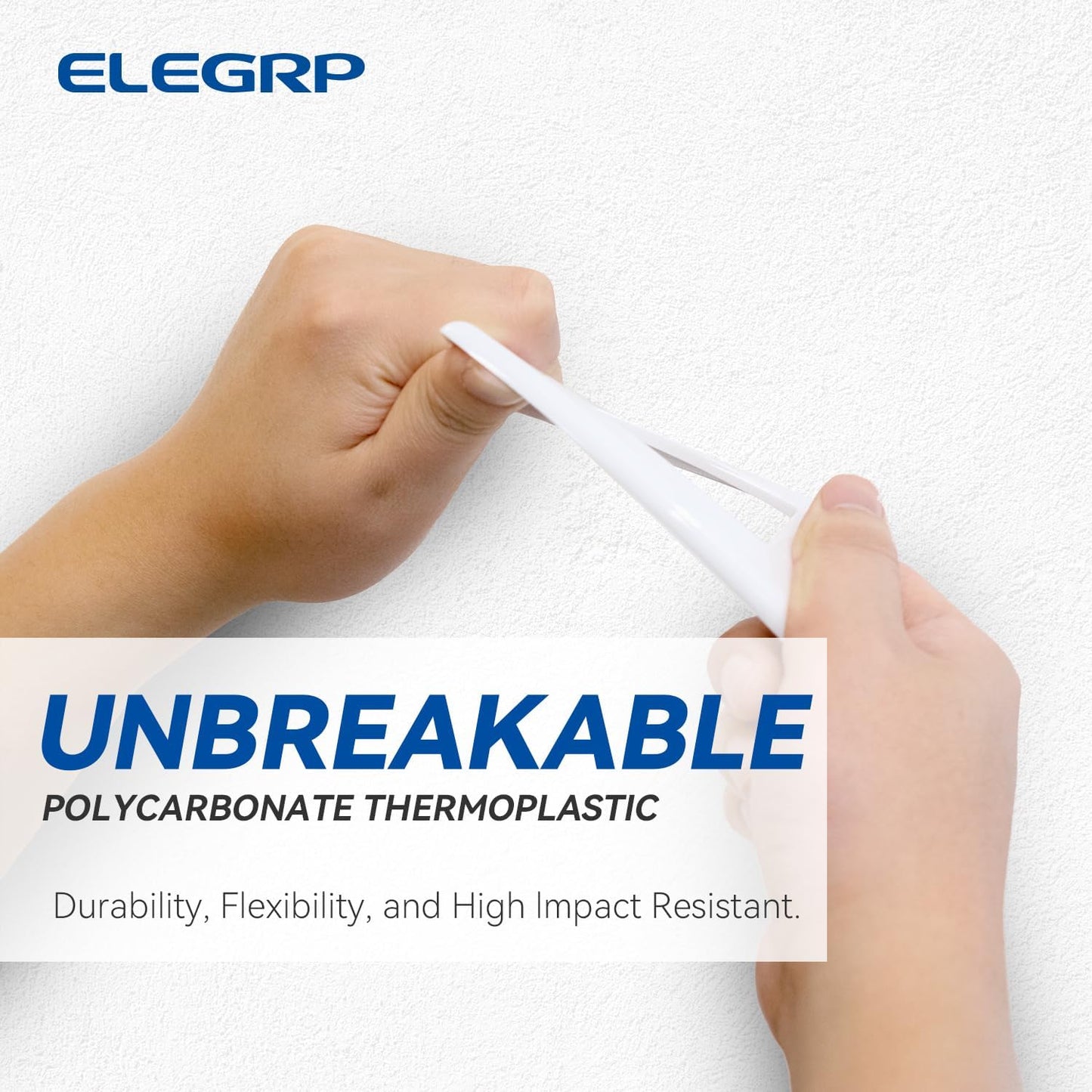 ELEGRP Decorative Receptacle Wall Plate, 1-Gang Mid Size Decorator Covers, Unbreakable Polycarbonate Faceplates for Decorator Device, UL Listed, Screws Included (2 Pack, Glossy White)