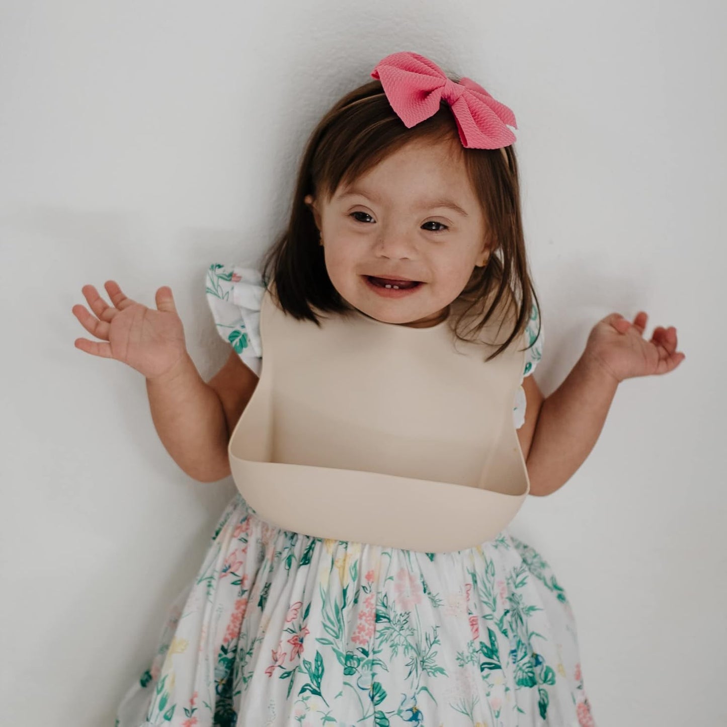 mushie Silicone Baby Bib | Adjustable Fit Waterproof Bibs (Shifting Sand)