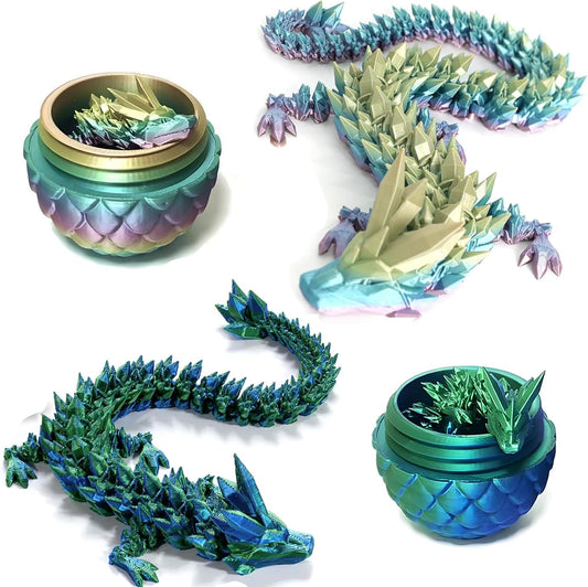 3D Printed Dragon Egg,Mystery Crystal Dragon Fidget Toys,Articulated Dragon,Home Desk Decor Easter Surprise Dinosaur Eggs,Adults Fidget Toys for Autism/ADHD