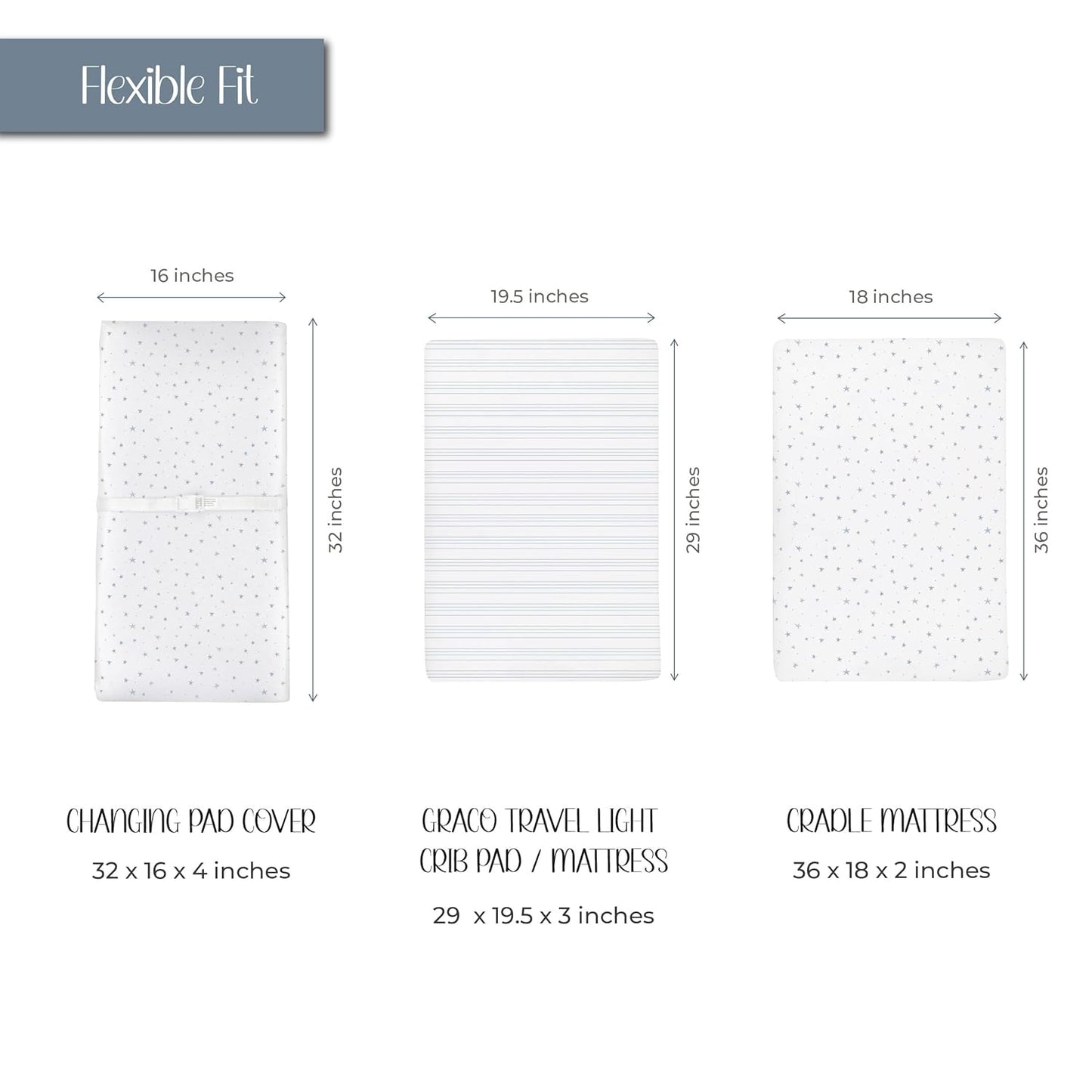 Changing Pad Cover 2 Pack - Baby Cradle Sheet with 100% Jersey Cotton - Changing Pad Covers for Boys, Newborn Essentials (Blue Stars & Stripes)