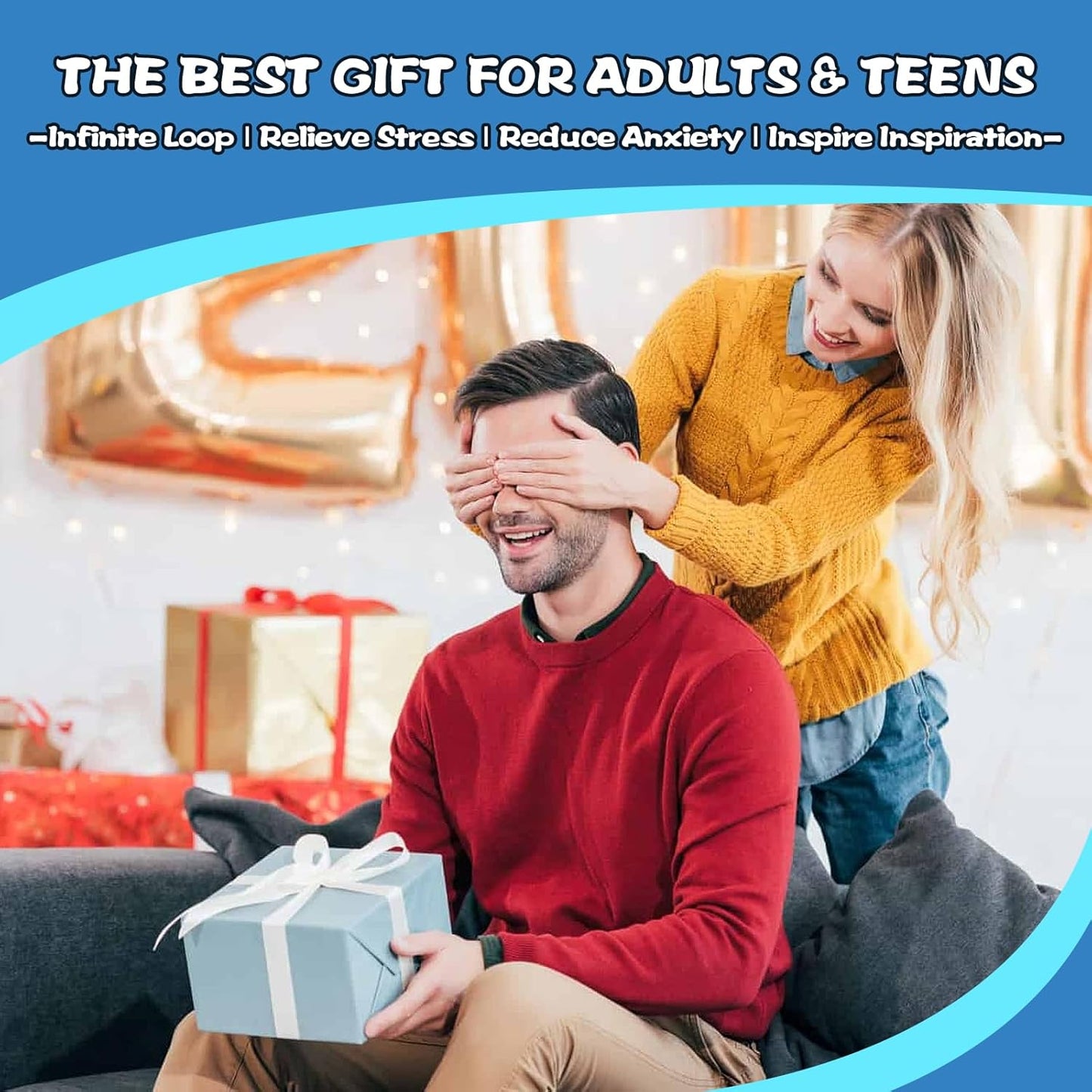 5Pcs Fidget Toys Adults Teens ADHD Autism Toys Adults Office Cool Gadgets Desk Toys Fidgets for Classroom with Spinner Cube Keyboard Christmas Stocking Stuffer Gifts for Men