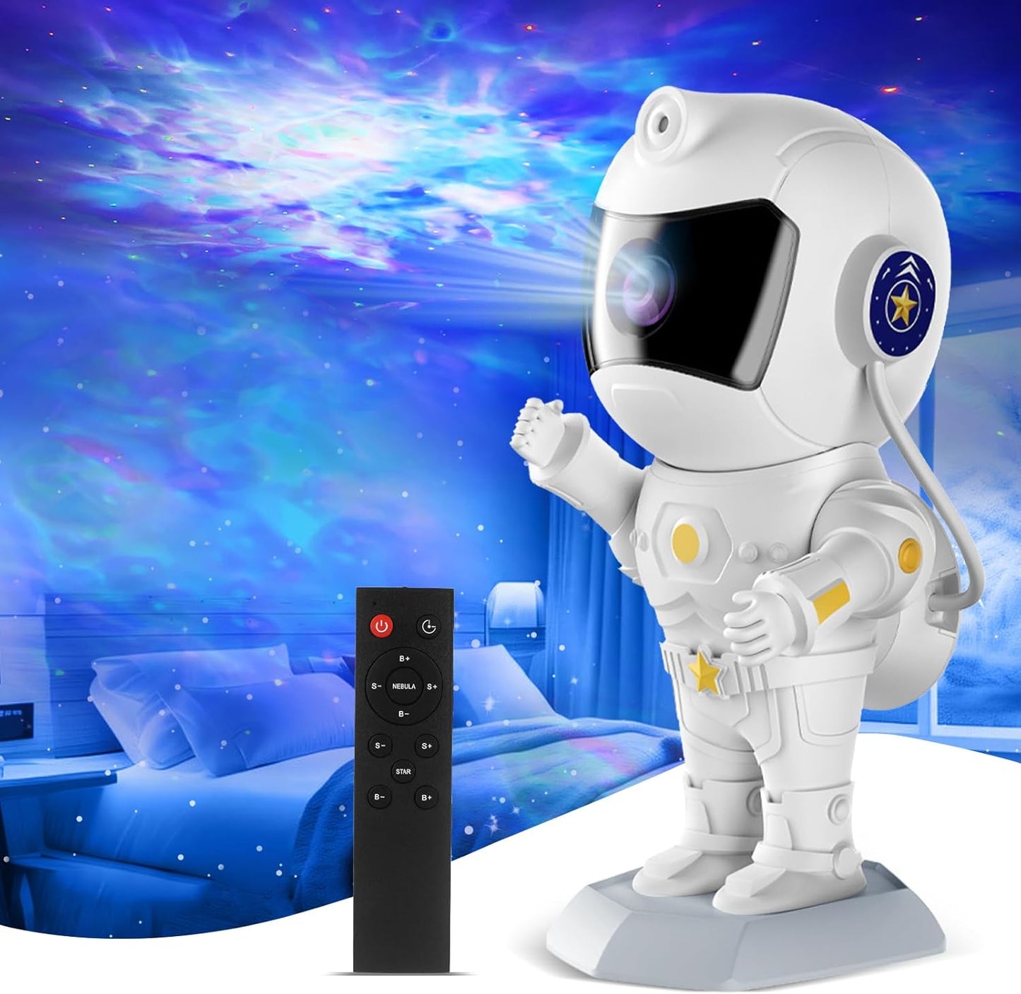 XIAOER Astronaut Galaxy Projector, Robot Star Night Light for Bedroom, Starry Nebula Space Projector Ceiling Lamp with Timer and Remote Control for Kids Adults