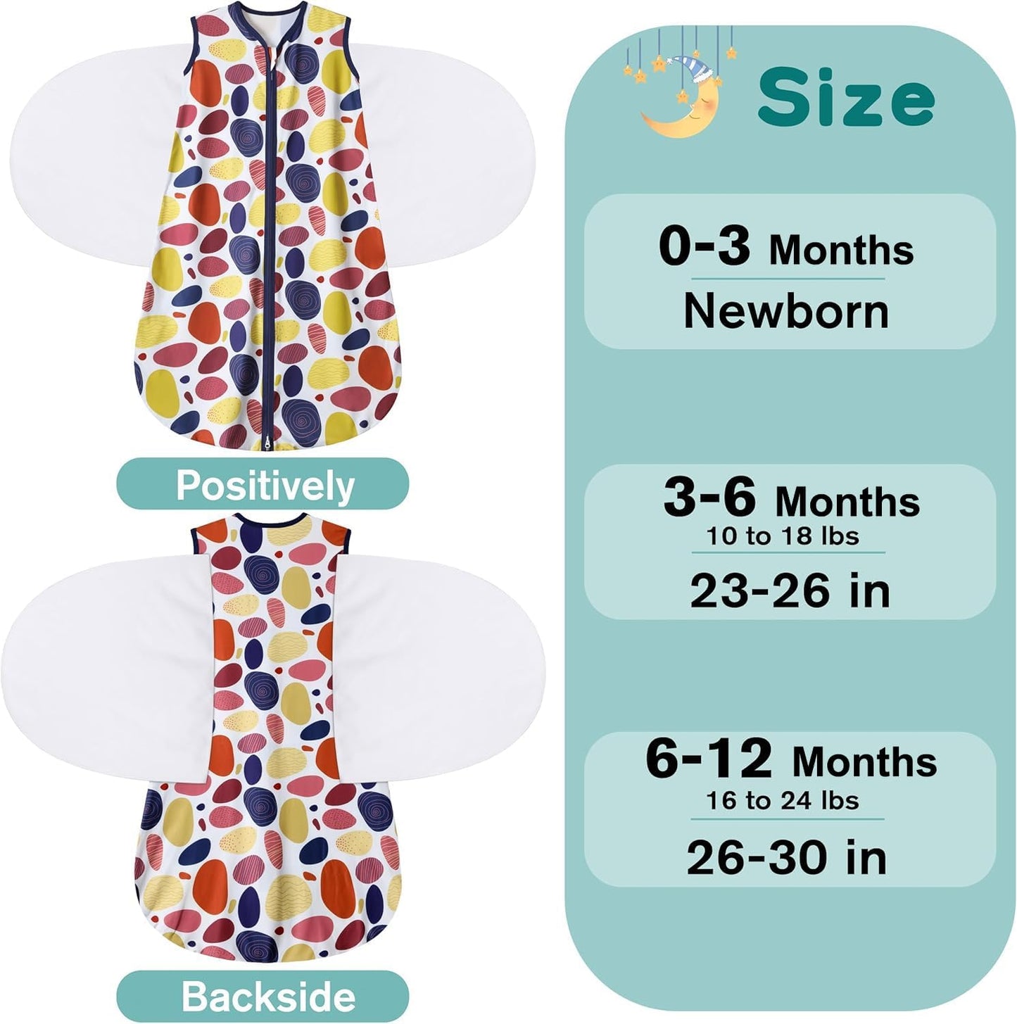 Newborn Sleep Sack Baby Swaddle,3-Way Adjustable Wearable Blanket,100% Rayon Cotton Swaddling Sleeping Bag，TOG 0.5 (Leopard & Cobble, 3-6 Months)